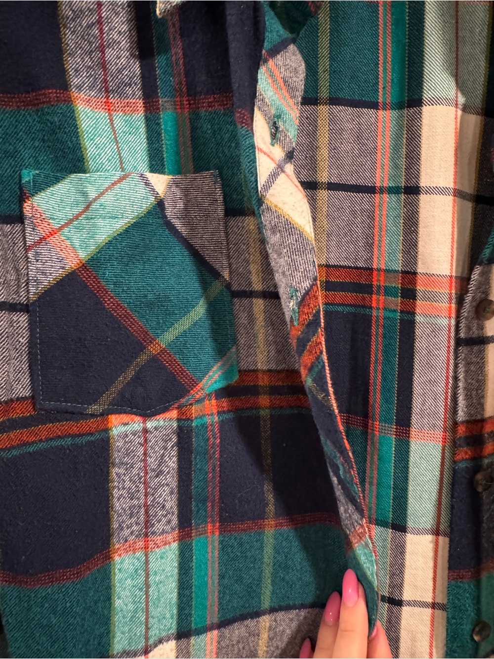 Natural Reflections Teal and Navy Flannel Top